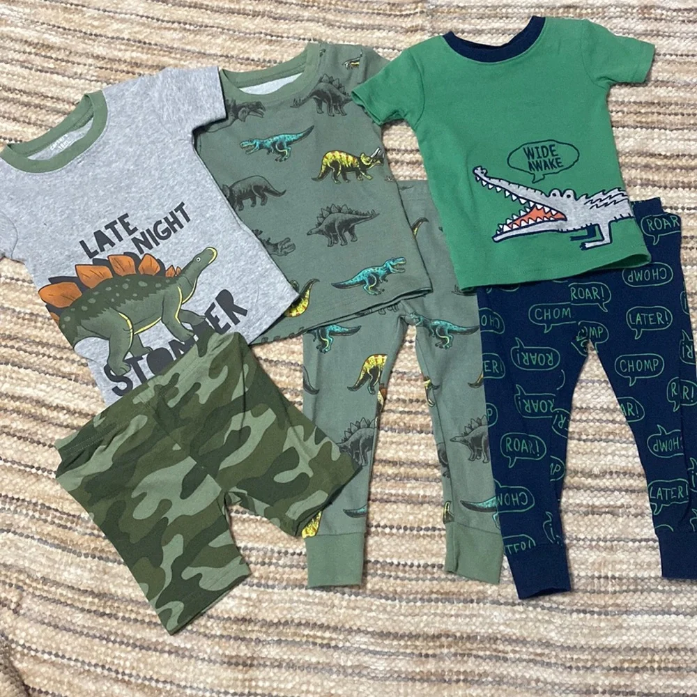 Carters Toddler Boy Matching Snug Fit Pajamas Sleepwear Set Lot 3 Pack